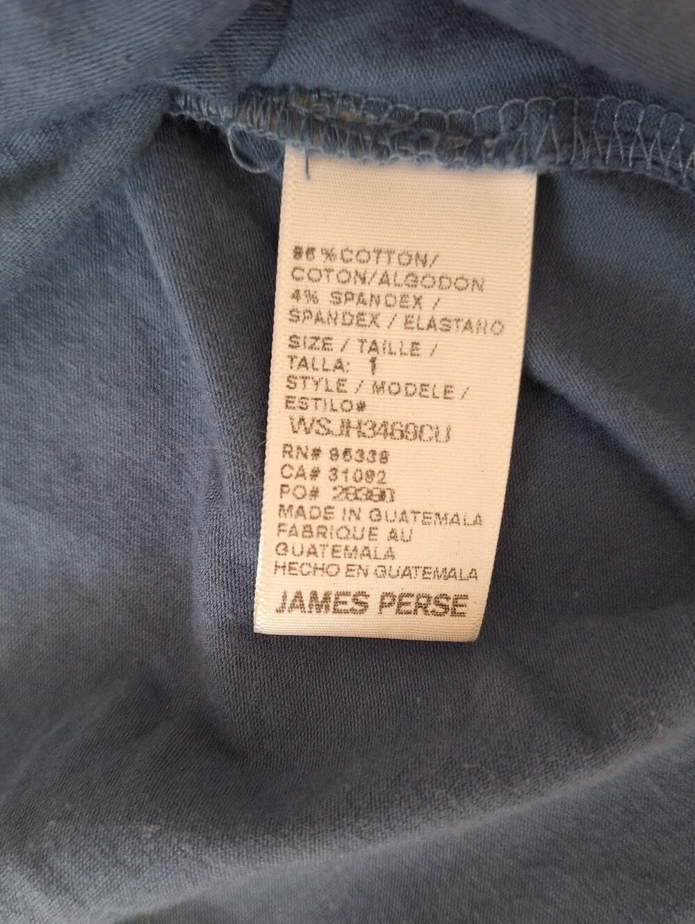 James Perse Cotton Ruched Tank Standard V Neck Slim Fit Blue Gray Womens 1(S) - Picture 5 of 8